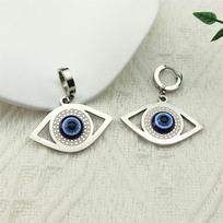 Turkey Evil Bule Eye Hoop Earrings for Women Stainless Steel Gold Color Lucky Greek Eyes Earring Turkish Jewelry E1138S02