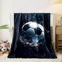 A soccer ball shattering dramatically with flying fragments and motion blur. for all seasons blanket lunch break throw gift 80cm x 120cm
