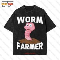 Worm Farming Compost Vermiculture Worm Farmer Vintage Oversized TShirt RXB S