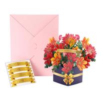 3D Pop Up Flower Bouquet Greeting Card with Envelope for Mother's Day Thank You Birthday and Special Occasions Handmade Paper Craft
