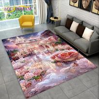 3D gražių svajonių magijos pilies vaizdingos zonos kilimėlis, kiliminis kilimėlis svetainei, miegamojo sofa, durų kilimėlis, virtuvės dekoras, neslystantis grindų kilimėlis 40x60cm(15x23in)