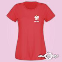 Koszulka Damska Polska Poland Kibic T- Shirt Female Red L