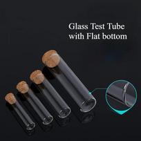 DIA 12mm to 30mm Transparent Clear Lab Flat Bottom Thickening Glass Test Tube with Cork Stoppers 12x100mm 50pcs