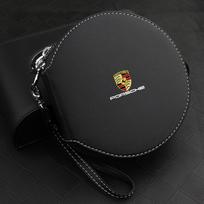 For Porsche Panamera Cayenne Taycan 911 718 Macan Carrera-GT PU Leather Car Logo CD DVD Storage Bag Disc Organizer Box Accessory juoda