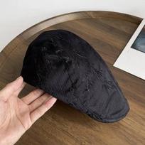 Thin Bamboo Leaf Beret Cap Polyester Chinese Forward Hat Casual Jacquard Embroidered Berets  Work juoda