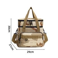 18L 2-Layer Tactical Lunch Bag Outdoor Picnic Cooler Bag Leakproof Insulated Durable Thermal Cooler Bag Meal Camping Picnic chaki