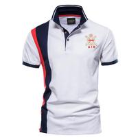 Vyriški vasaros mados polo marškinėliai Verslo vyrams Polo marškinėliai Trend Dygsniavimas Kontrastingos spalvos 100% medvilnės Polo marškinėliai Vyriški laisvalaikio slim fit M balta