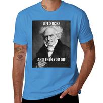 Arthur Schopenhauer Gyvenimas yra šūdas Citatų Marškinėliai vasarinis viršus greitai džiūstantys juodi marškinėliai vyrams S