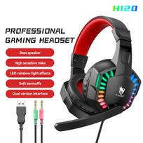 T-WOLF H120 Wired Gaming Headset RGB Backlight Noise Reduction Esports Gamer Computer Headband with Mic for PC Laptops