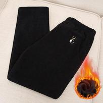Aukštos kokybės velvetiniai tiesūs kelnės moterims rudeniui žiemai didelio dydžio motinos kelnės vilnos storos šiltos kasdienės kelnės moteriškos 7XL juoda