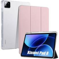 Dėklas Xiaomi Pad 8 / 8 Pro, Sustiprinta hibridinė smūgiams atspari apsauga su pieštuko laikikliu - Rožinis rožinė