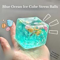 Taba Mochi Squishy Stress Balls Cube - Ocean Sensory Fidget Toy Slow Rise Squishy Toys For Kids And Adults Squeeze Relax Gift
