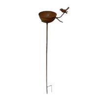Metal Bird Bath for Outside, Rusty Rain Catcher Garden Stake, Vintage Free Standing Bird Feeder And Bath Bowl for Lawn, Yard, Patio Decor
