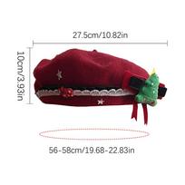French Beret Warm Headwear Costume With Decoration French Women Beret Hat For Ladies Girls Winter Cold Weather Christmas Festive