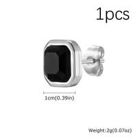 Black Onyx Square Stud Earrings for Men Boys,Black Stone Stainless Steel Stud Earrings,Hip Hop Stylish Jewelry Gift