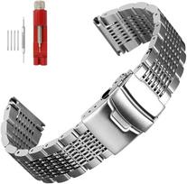 Tvirtos nerūdijančio plieno apyrankės Seiko nardymo tinklelio laikrodžiui, su užsegimu 18/20/22/24mm, šlifuota, poliruota, verslo apyrankė 18mm sidabras