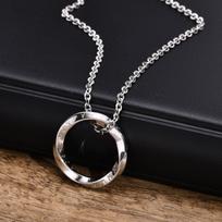 Men's Norse Viking Necklaces, Never Fade Silver Color Stainless Steel Mobius Round Pendant Collar Male Gift Jewelry 50cm