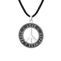 LIKGREAT Peace Sign Choker for Men Stainless Steel Pendant Necklace Happiness Peace Love Amulet Spiritual Jewelry Gift