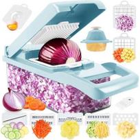 Pink Vegetable Chopper, Multifunctional Fruit Slicer, Manual Food Grater, Vegetable Slicer, Cutter With Container mėlyna