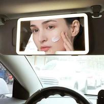 HD veidrodinis automobilio LED makiažo veidrodis, trijų pavarų reguliavimas, skydelio plokštės vidus Galinis veidrodėlis, pritemdomas jutiklinis ekranas, automatinis kosmetinis veidrodis juoda