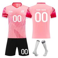 Men's Soccer Uniform Set with Jersey Shorts and Socks Athletic Sportswear for Training Matches XS rožinė