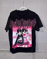 Dark Girl Anime Style Trendy Street Skateboarding 2D Male and Female Round-neck Short-sleeved T-shirt Y2k Top Gothic Style S įvairiaspalvis