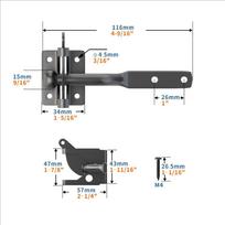 Automatic Fence Gate Lock Heavy Duty Gate Bolt Lock American Style Auto Lock  Pasture Fencing 116mm/4.57in