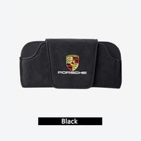 Suede automobilio akinių dėžutė skydelio nuo saulės akinių dėklas laikymui Porsche Cayenne Panamera Macan 911 718 Taycan Boxster Cayman 918 Pajun juoda