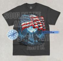 America Alpha Wolf T- Shirt 4th July 250 Years Anniversary USA Graphic  Shirt 3XL