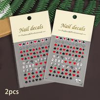 2 Pcs/set Vintage 5D Poker Card Pattern Landscape Manicure PET Sticker Creative Journal Material Collage Scrapbook Stationery