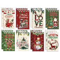 8PCS Coil Binding Christmas Notebook Multiple Styles Mini Size Spiral Notebook Spiral Design Santa Claus Notebook New Year Gifts