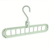 Durable 9-Hole Wardrobe Storage Rack Folding Anti-slip Foldable Clothes Hanger Multifunctional Space-saving Clothes Drying Rack žalia