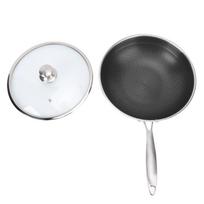 Keptuvė 316 nerūdijančio plieno sudėtinis puodo dugnas nelipnus dvipusis korėtas universalus 34cm / 13.4in