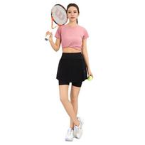 Didelio dydžio vasarinė sportinė trumpa suknelė moterims, netikra dviejų dalių, pilnesnėms, iki 200 svarų, bėgimui, jogai, fitnesui, badmintono, teniso sijonas M juoda