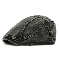 Men Beret British Vintage Forward Hat Women Denim Hat Peaking Cap Paintsmen's Hat juoda