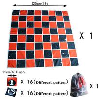 4-In-1 Jumbo Chess Board Game - 4Ft Giant Tic Tac Toe, Checkers & More - 100% Machine-Washable Canvas With 4.33Inch/11Cm Beanbag