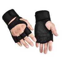 Unisex ilgos riešo atramos neslystančios pirštinės fitnesui su štangomis juoda vidutinės spalvos