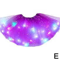 LED Glowing Light Kids Girls Princess Tutu Skirts Children Cloth Wedding Party Dancing Miniskirt Costume Cosplay Led Clothing violetinė
