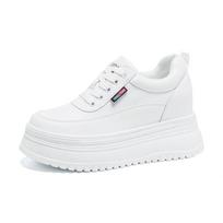 8cm 3 Inch Genuine Leather Women Walking Shoes Fall Spring Casual Shoes for Women White Shoes Fashion Sneakers Platform 34 balta