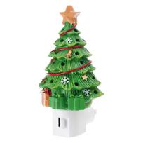 Mininature Resin Christmas Tree LED Light 110V Plug In Holiday Decorative Nightlight For Kid Room Bedroom Living Room