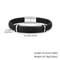 Free Custom Microfiber Leather Bracelet for Men,Black Stainless Steel Long Tube Wristband,Personalized Jewelry Gift as picture&add words