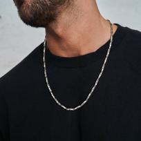 Mens Mobius Chain Necklaces Gifts Jewelry, Silver Color 4mm Wide Stainless Steel Geometric Twisted Links Choker Collar 18cm-23cm