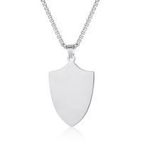 Personalized ID Tag Stainless Steel Hip-Hop Guitar Tag Necklace Geometric Military Simple Pendant Jewelry for Men Gift Blank&50CM