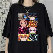 Anime Kamado Tanjirou Kamado Nezuko Hashibira Inosuke Agatsuma Zenitsu Printed T-shirt Women Men Tees Round Neck T-shirt S įvairiaspalvis