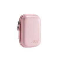 PU Leather Digital Camera Case Hard Shell Shockproof Cameras Storage Holder Earphone Data Zipper Pouch Camera Carrying Bag rožinė