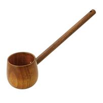 Natūrali medinė vonios šaukštai vandens kaušas su ilga rankena vandens semtuvas take restorano druskos šaukštas mediniai namų aksesuarai 8x6cm&24cm