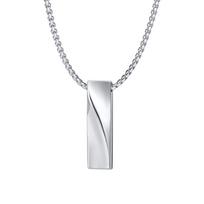 Vnox Small Mobius Bar Necklaces for Men Women, Unisex Black Stainless Steel 3D Vertical Bar Pendant, Casual Collar 50cm