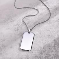 Vnox Free Engraving Text Name Date Dog Tag Necklaces for Men, Thicken Glossy Stainless Steel Dogtag Pendants,Gift to Dad Husband 70cm
