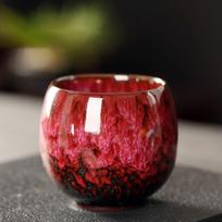 Creative Kung Fu Ceramic Teacup Porcelain Kiln Transformation Tea Bowl Drinkware Japanese Style Drinkware raudona