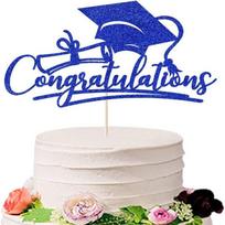 2025 Congratulations Cake Toppers Multi-Styles Acrylic Congrats Cake Topper Bachelor Cap Graduate Birthday Cake Decoration tamsiai mėlyna spalva